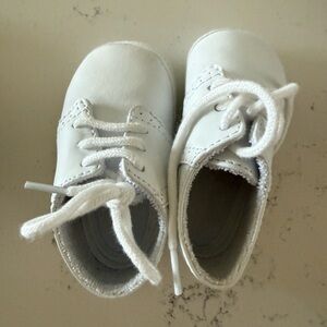 White Baby Lace-Up Walker Shoes for Infants